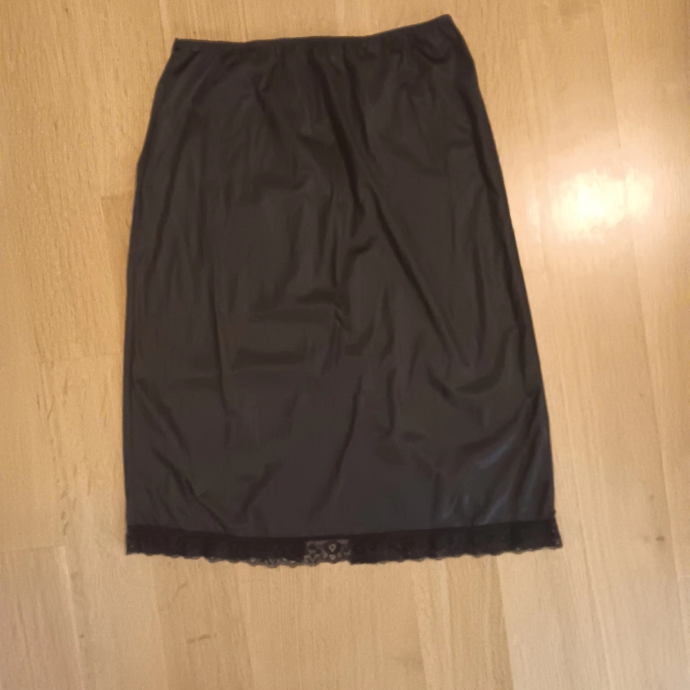Black Lace Trim Slip Skirt